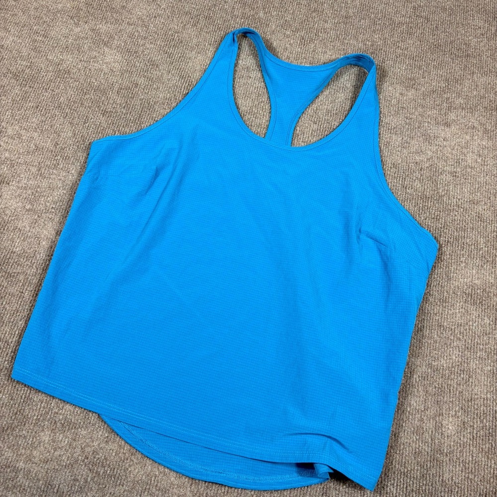 Athleta Ultimate Tank Top Womens Blue Textured Scoop Neck Wide Strap Racerback